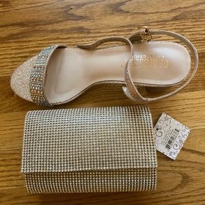 Champagne formal heels and clutch